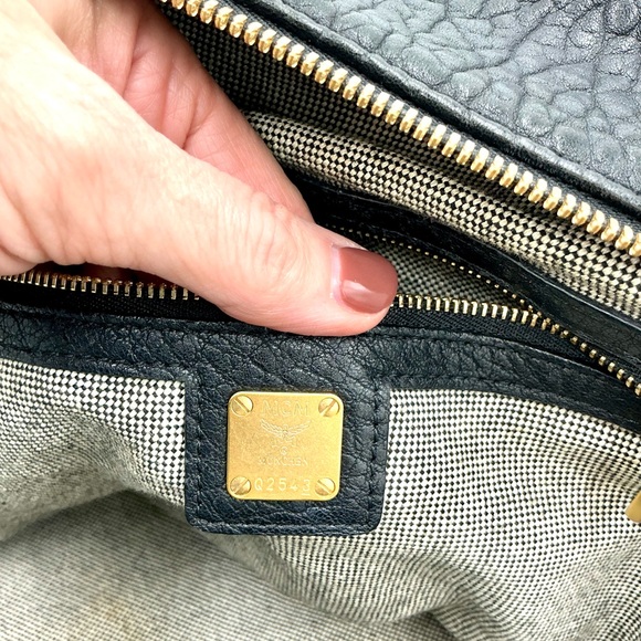 MCM Black Satchel with Gold Studs - Picture 6 of 8